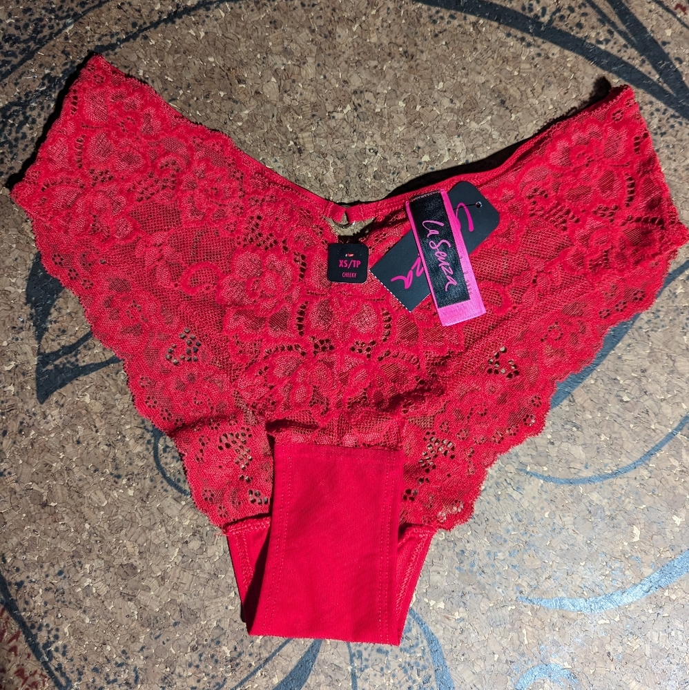 NWT La Senza Red lace cheeky panty